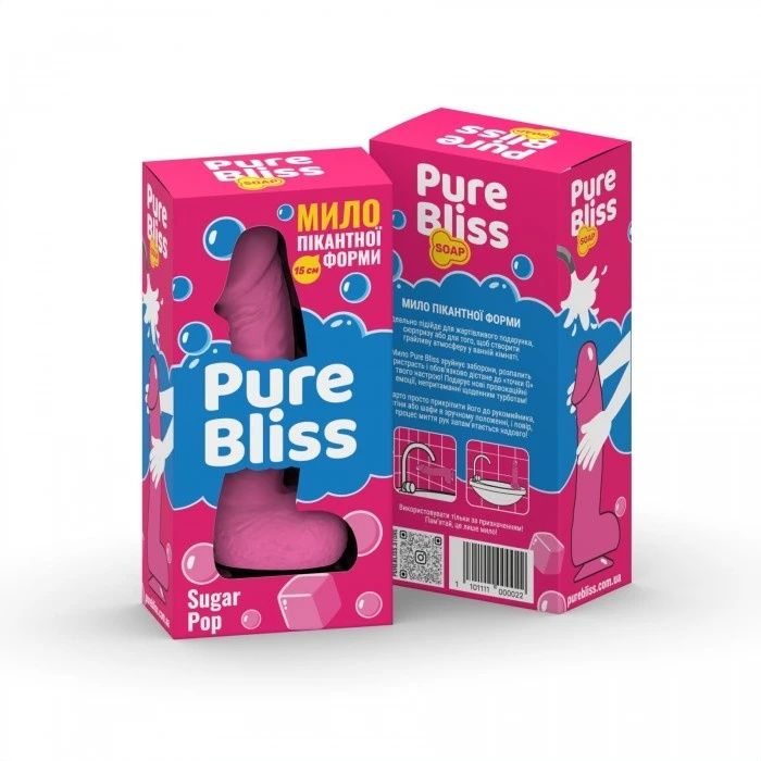 Мило у формі пеніса Pure Bliss Sugar Pop з ароматом жуйки, рожеве, 15 см вид 3
