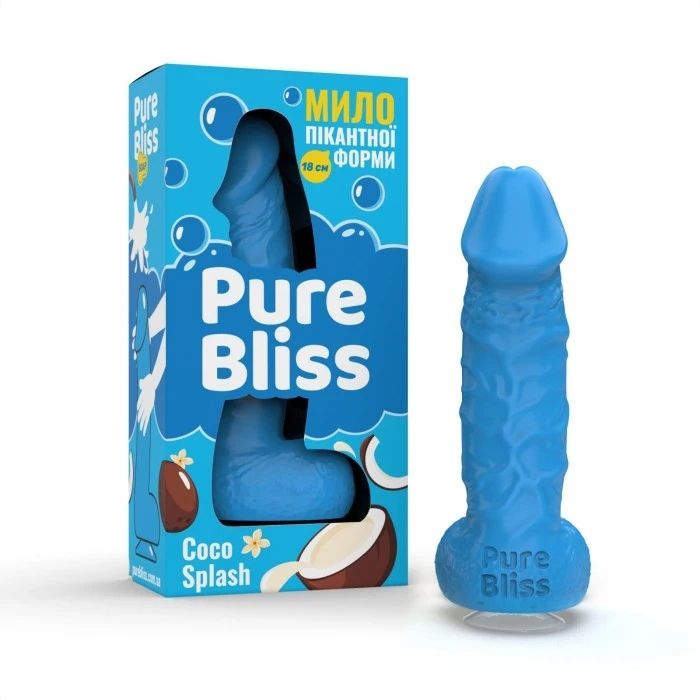Мыло в форме пениса Pure Bliss Coco Splash с ароматом кокоса, голубое, 18 см вид 2