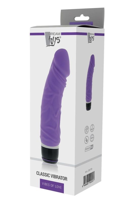 Класичний вібромасажер реалістичний на батарейках DreamToys VIBES OF LOVE, фіолетовий вид 2