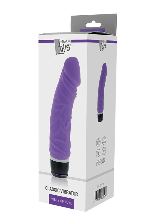 Класичний вібромасажер реалістичний на батарейках DreamToys VIBES OF LOVE, фіолетовий вид 6