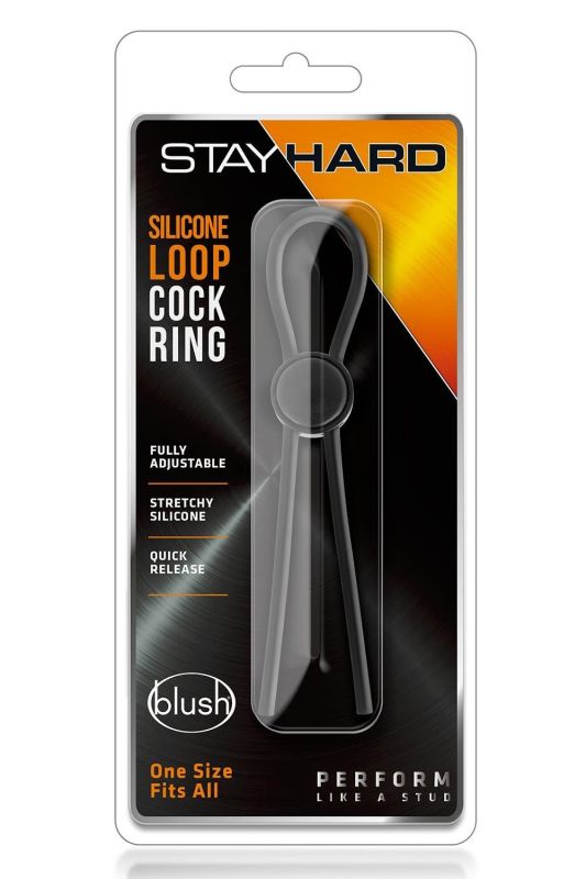 Регулируемое эрекционное кольцо STAY HARD SILICONE LOOP BLACK вид 6