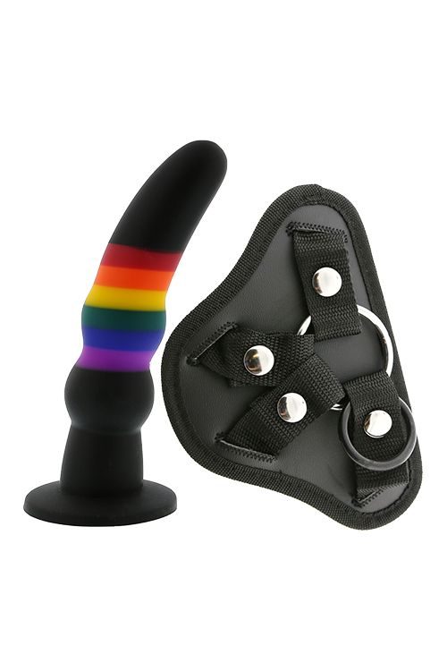Страпон жіночий Райдужний COLOURFUL LOVE STRAP ON SOLID DILDO вид 2