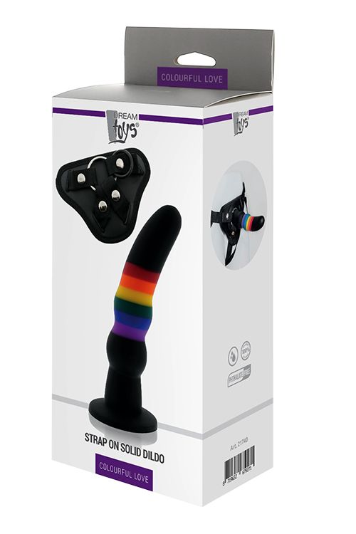 Страпон женский радужный COLOURFUL LOVE STRAP ON SOLID DILDO вид 3