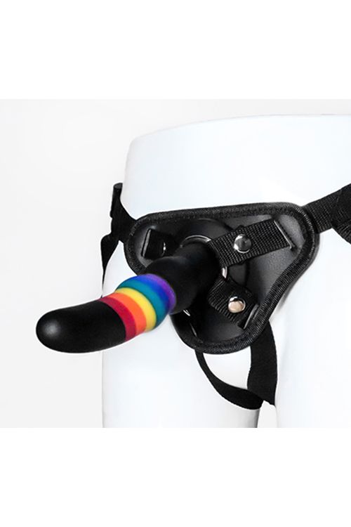 Страпон женский радужный COLOURFUL LOVE STRAP ON SOLID DILDO вид 4