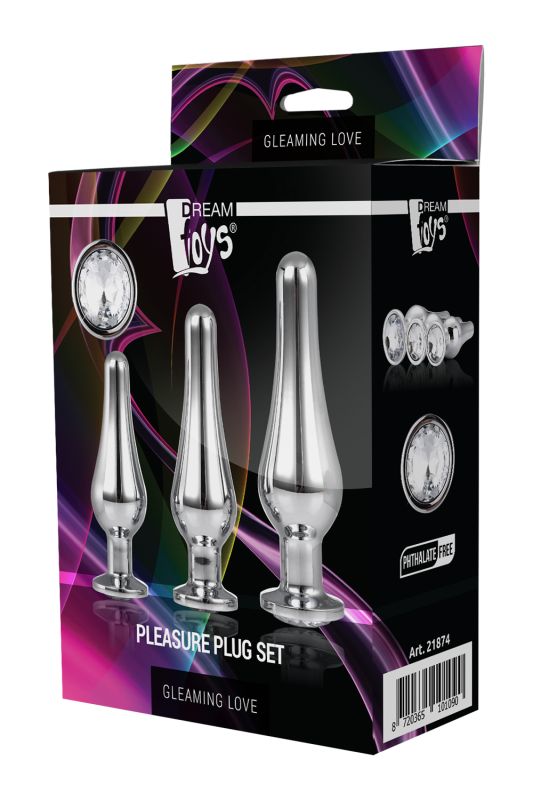 Набор анальных пробок конической формы Dream Toys GLEAMING LOVE PLEASURE SET SILVER вид 4