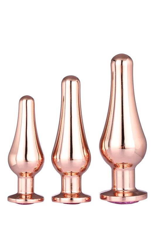 DT21875 Набор анальных пробок конической формы Dream Toys GLEAMING LOVE PLEASURE SET ROSE GOLD вид 2