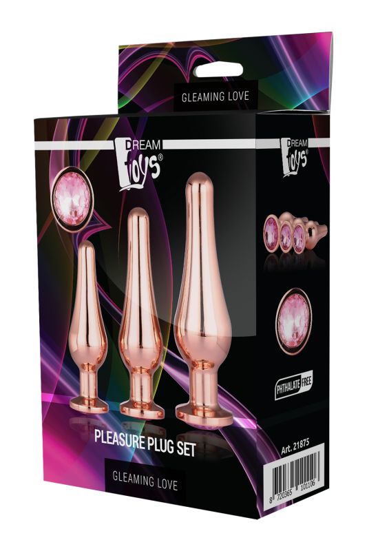 DT21875 набір анальних пробок конічної форми Dream Toys GLEAMING LOVE PLEASURE SET ROSE GOLD вид 4