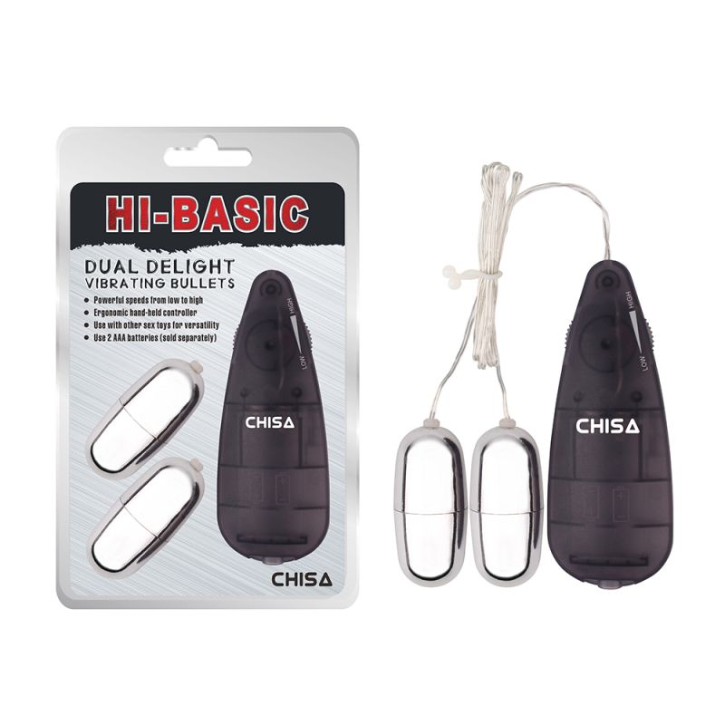 Віброяйця з пультом Chisa Hi-Basic Dual Delight Vibrating Bullets, сріблясті вид 2