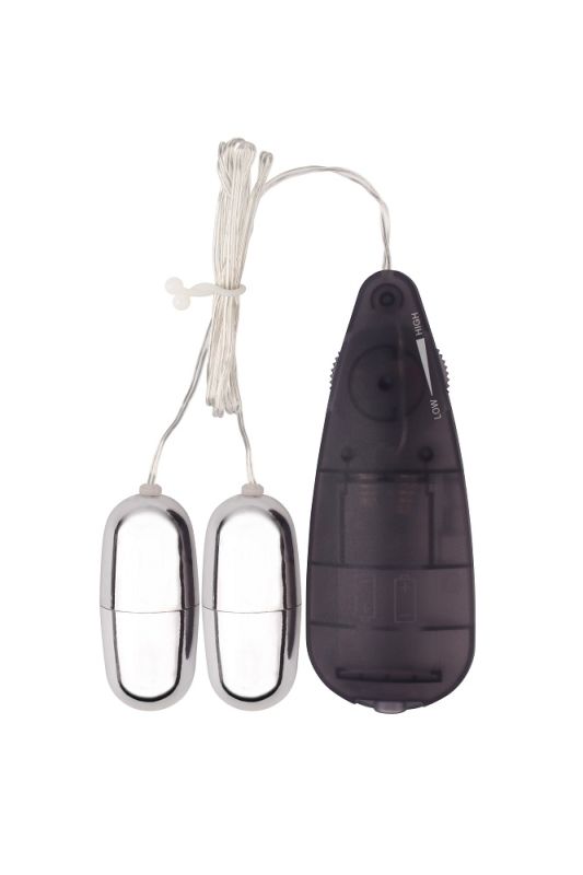 Віброяйця з пультом Chisa Hi-Basic Dual Delight Vibrating Bullets, сріблясті вид 3