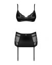 Комплект з поясом для панчох Obsessive Blanita, чорний, L/XL