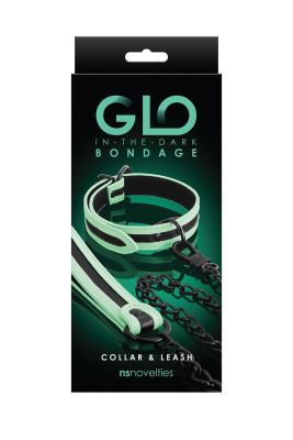 Ошейник с поводком NS Novelties GLO Bondage Collar And Leash Green светящиеся в темноте