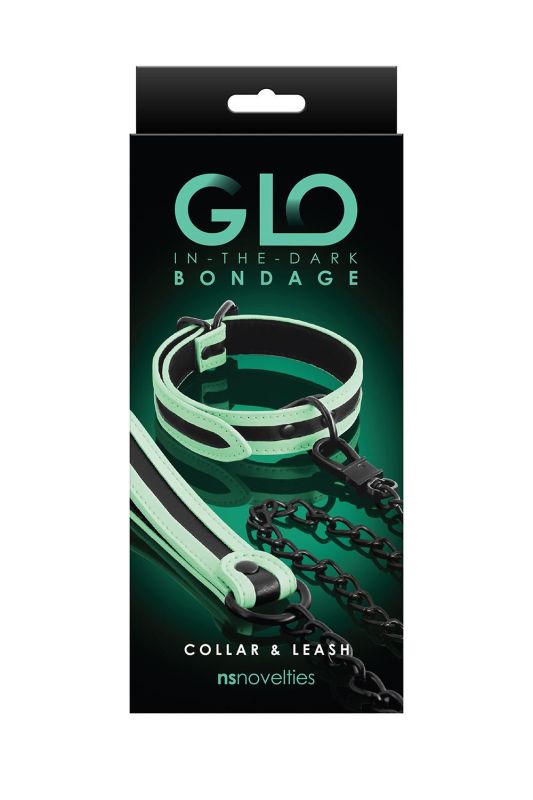 Нашийник з повідцем NS Novelties GLO Bondage Collar And Leash Green світяться в темряві вид 2
