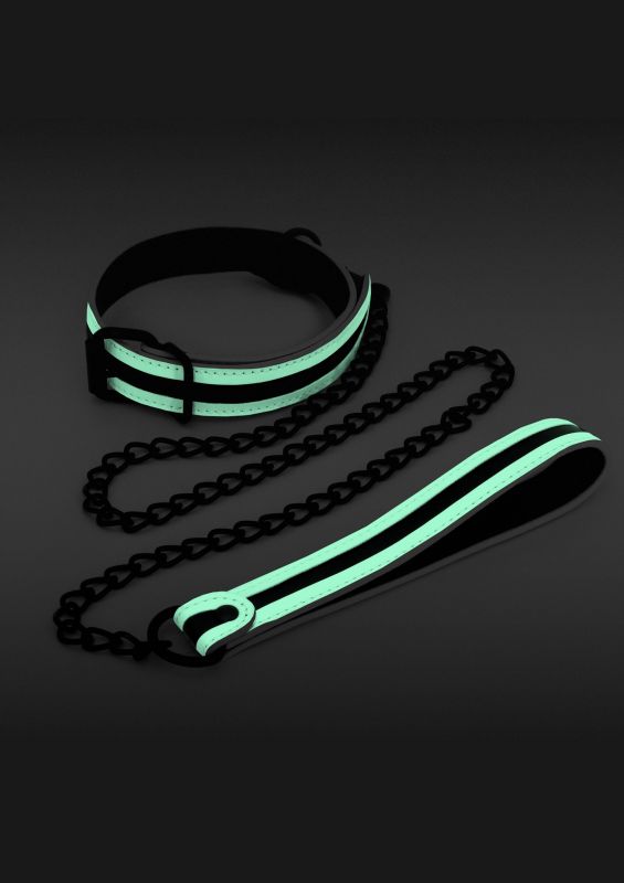 Нашийник з повідцем NS Novelties GLO Bondage Collar And Leash Green світяться в темряві вид 3