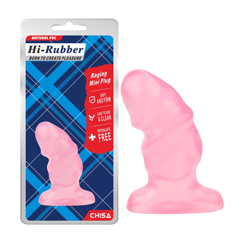 Рифленная анальная пробка Chisa Hi-Rubber Raging Mini Plug, розовая вид 2