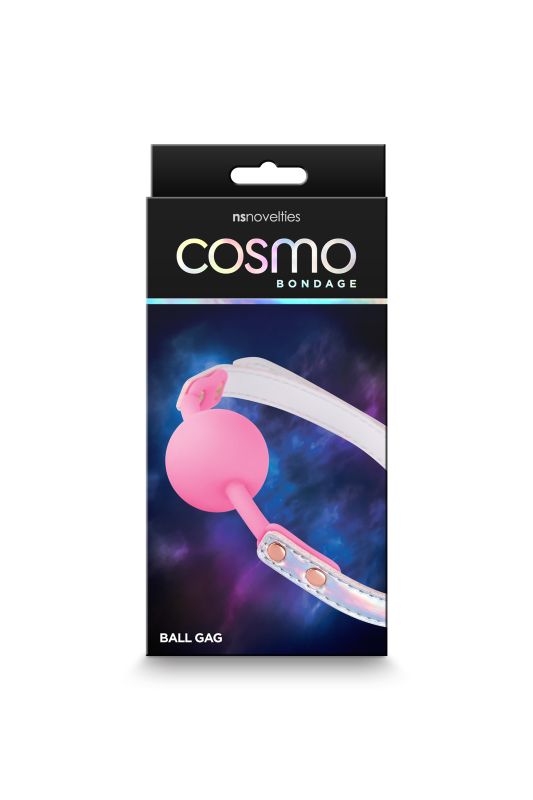 Кляп із силіконовою кулькою NS Novelties, сріблясто-рожевий вид 2