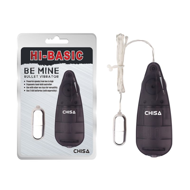 Вибропуля серебристая Chisa Hi-Basic Be Mine Bullet Vibrator на черном пульте управления вид 2