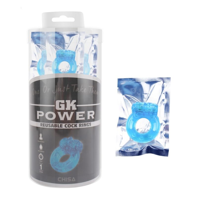 Ерекційне віброкільце Chisa GK Power Reusable Cock Ring, блакитне вид 2
