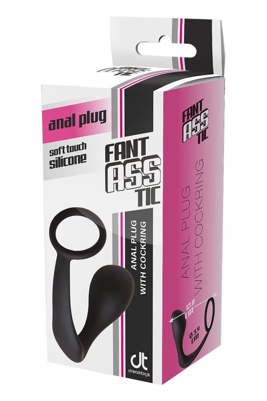 Анальна пробка з еррекційним кільцем FANTASSTIC ANAL PLUG WITH COCKRING BLACK вид 5