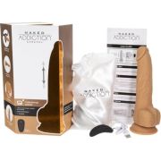 Вибратор реалистичный с фрикциями, на присоске, с дистанционным пультом Naked Addiction бежевый