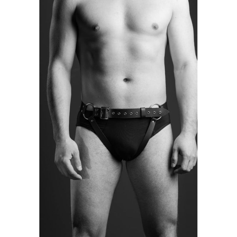 Гартери-труси чоловічі One Size MG5 з натуральної шкіри, чорні вид 4