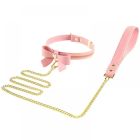 Нашийник з бантиком та повідцем Sevanda Lockink, шкіра та метал, рожевий вид 5