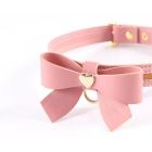 Нашийник з бантиком та повідцем Sevanda Lockink, шкіра та метал, рожевий вид 7