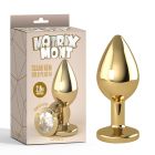 Анальная металлическая пробка золотистая Chisa Matrix Mont с прозрачным камнем, размер M вид 2