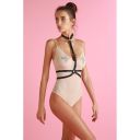 Портупея с ошейником One Size H2, экокожа, черная