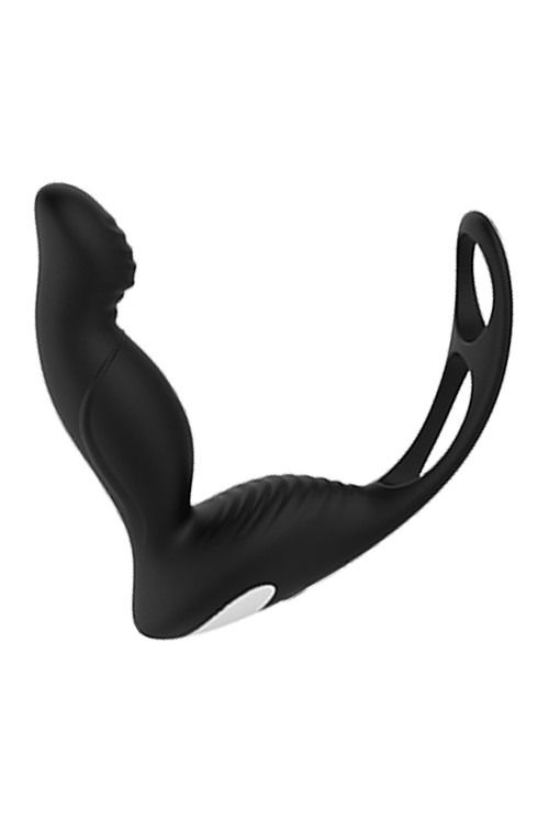 Масажер простати з вібрацією Dream Toys Cheeky Love P-Pleaser з кільцем для пеніса та яєчок, чорний вид 2