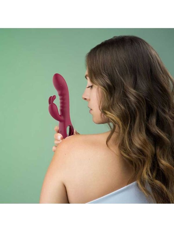 Вибратор кролик рельефный Dream Toys Glam Rabbit Vibe, красный вид 7