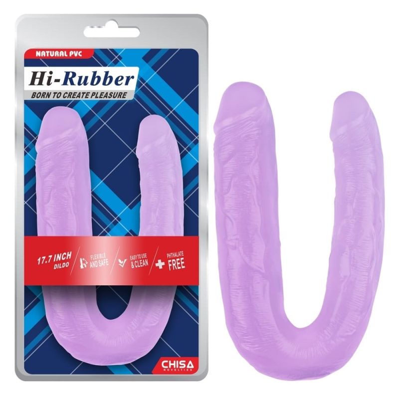 Фаллоимитатор двухсторонний Chisa Hi-Rubber, фиолетовый 45 см вид 2