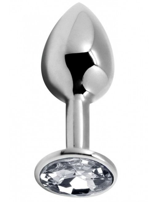Анальна металева пробка Alive з білим каменем, S вид 3
