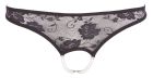 Мереживні трусики Cottelli Collection з відкритим доступом і перлами, чорні, розмір S вид 6