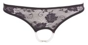 Мереживні трусики Cottelli Collection з відкритим доступом і перлами, чорні, розмір S