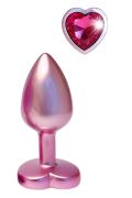Анальна пробка рожева Dream Toys Gleaming Love з декоративним каменем у вигляді серця, S
