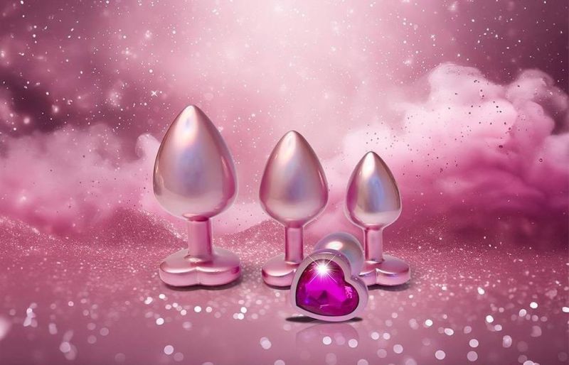 Анальна пробка рожева Dream Toys Gleaming Love з декоративним каменем у вигляді серця, S вид 4