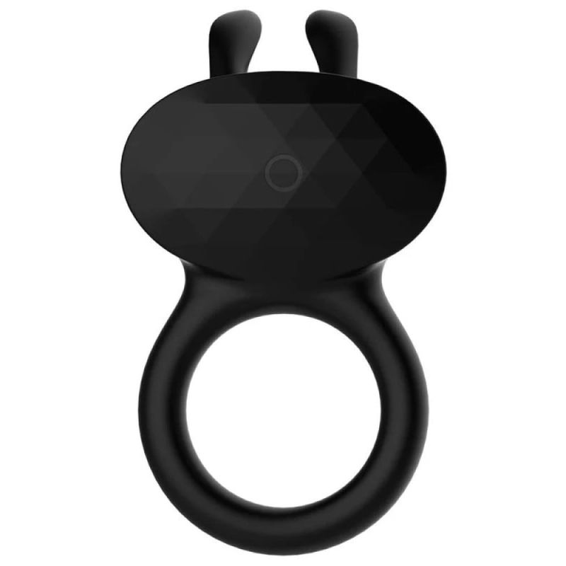 Ерекційне віброкільце Every Night Toys Diamond The Duke з вушками для клітора, чорне вид 4