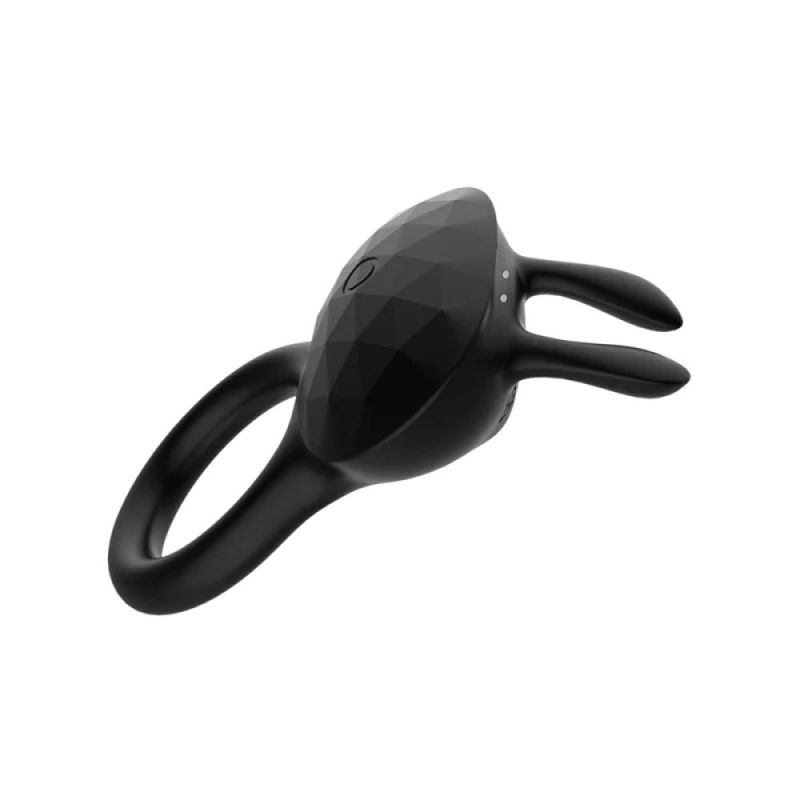 Эрекционное виброкольцо Every Night Toys Diamond The Duke с ушками для клитора, черное вид 5