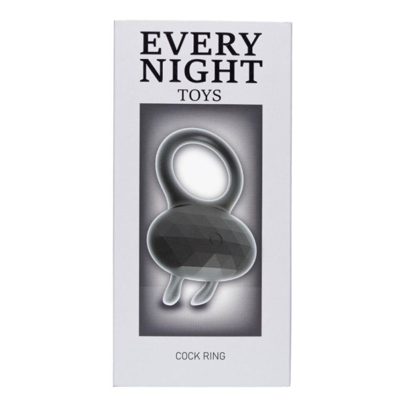 Эрекционное виброкольцо Every Night Toys Diamond The Duke с ушками для клитора, черное вид 8