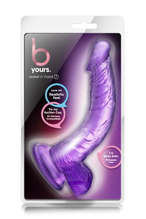 Фалоімітатор реалістичний з мошонкою Blush b-yours на присосці, фіолетовий вид 5