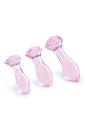Набор анальных пробок DreamToys Glaze Glass Rosebud стеклянный, розовый, 3 шт.