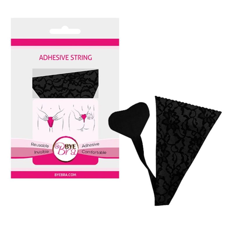 Самоклеющиеся трусики Bye Bra, черные с кружевом, One Size вид 3