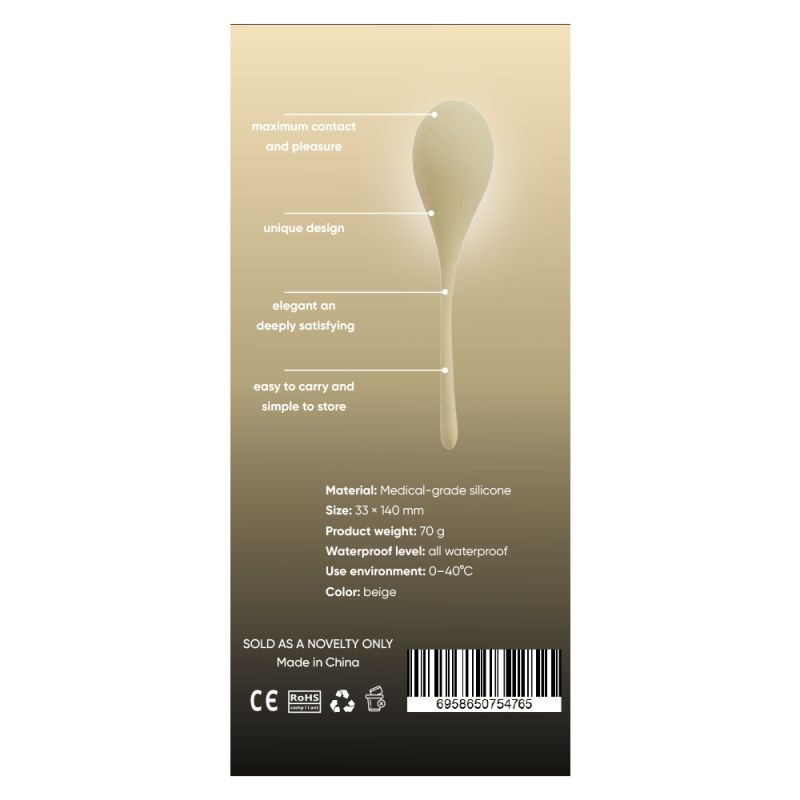 Вагинальный тренажёр Sweet Em в форме капли, с хвостиком, бежевый, 50 г, 3.3 х 14 см вид 4