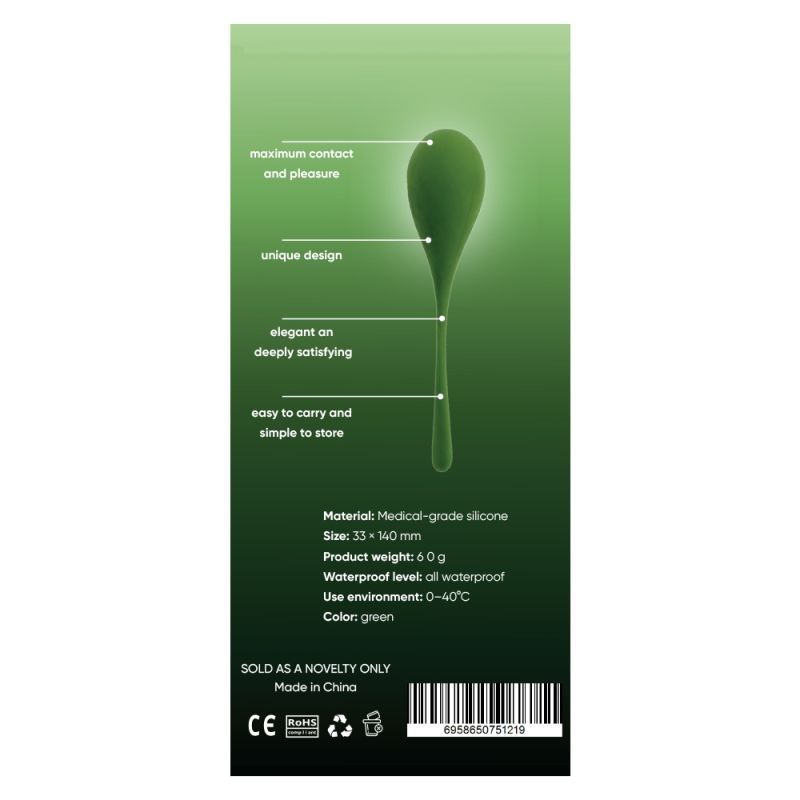 Вагинальный тренажёр Sweet Em в форме капли, с хвостиком, тёмно-зелёный, 60 г, 3.3 х 14 см вид 4