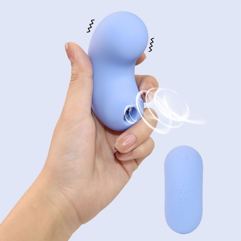 Вакуумный стимулятор клитора Sweet Em Bean с вибрацией, голубой, 9 х 5.9 см вид 4