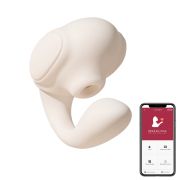 Вібратор 3-в-1 BeYourLover TILLY з вакуумом, додатком, пульсацією та управлінням стисканням, бежевий