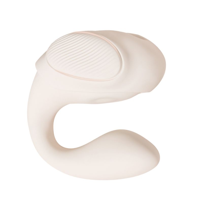 Вібратор 3-в-1 BeYourLover TILLY з вакуумом, додатком, пульсацією та управлінням стисканням, бежевий вид 9