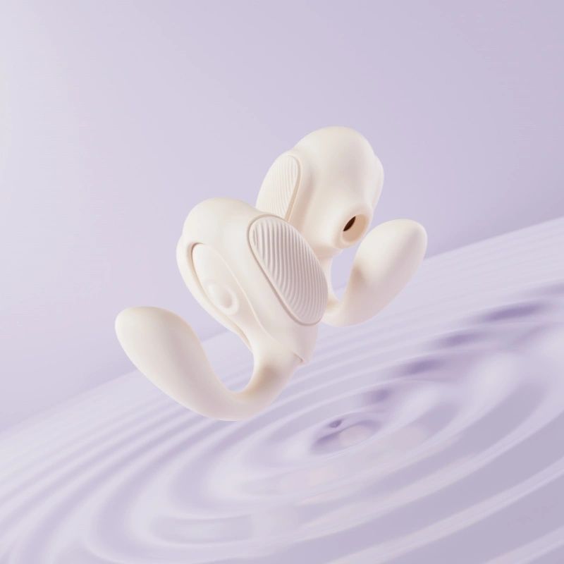 Вібратор 3-в-1 BeYourLover TILLY з вакуумом, додатком, пульсацією та управлінням стисканням, бежевий вид 12