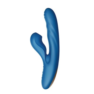 Вибратор-кролик BeYourLover OTTO с вакуумом, подогревом и фрикциями, синий, 22,2 х 3,8 см