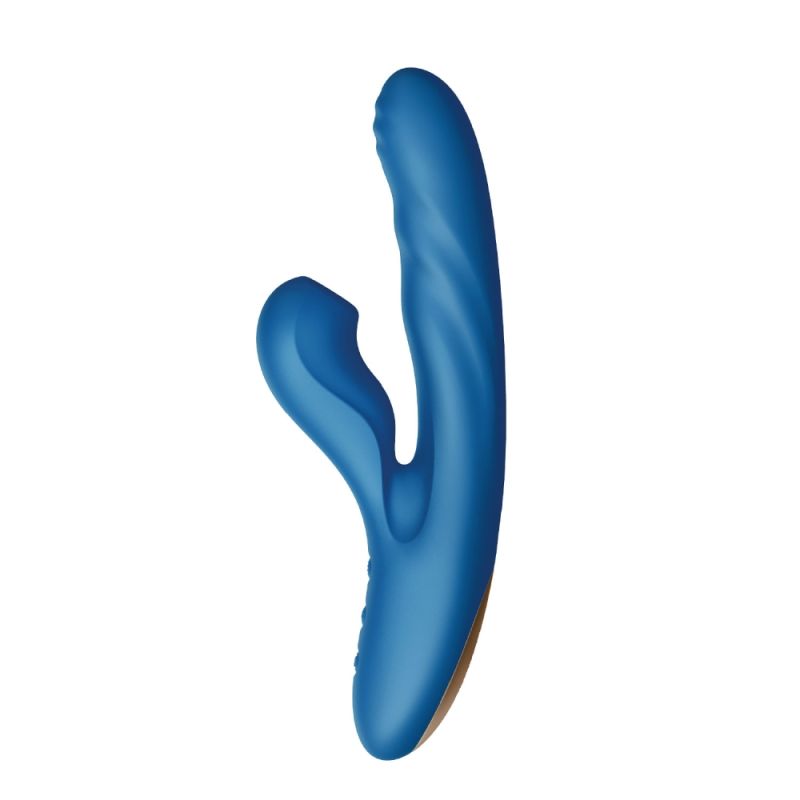 Вибратор-кролик BeYourLover OTTO с вакуумом, подогревом и фрикциями, синий, 22,2 х 3,8 см вид 2